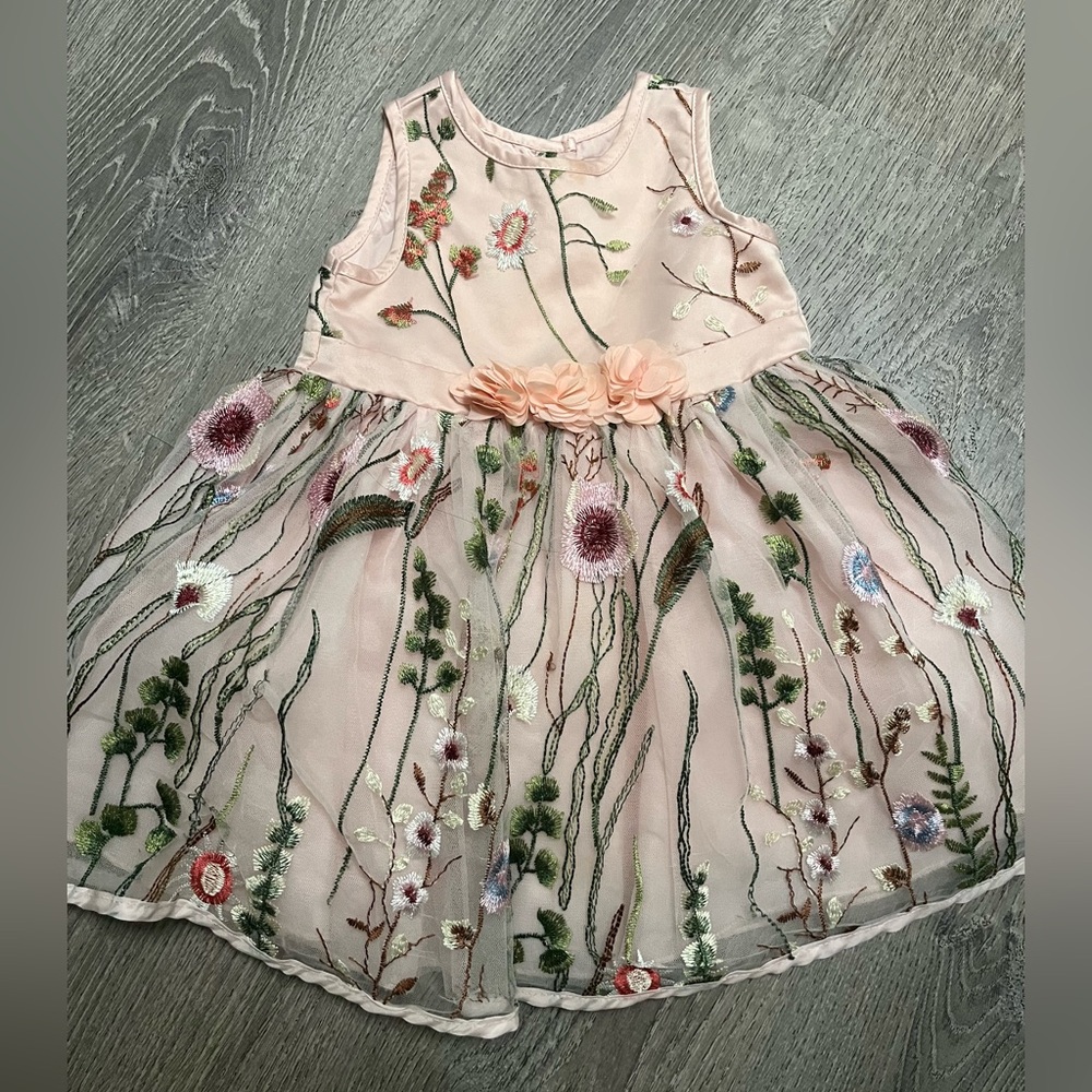 Floral Embroidered Kids Dress - Pink Nanette Lepore frock